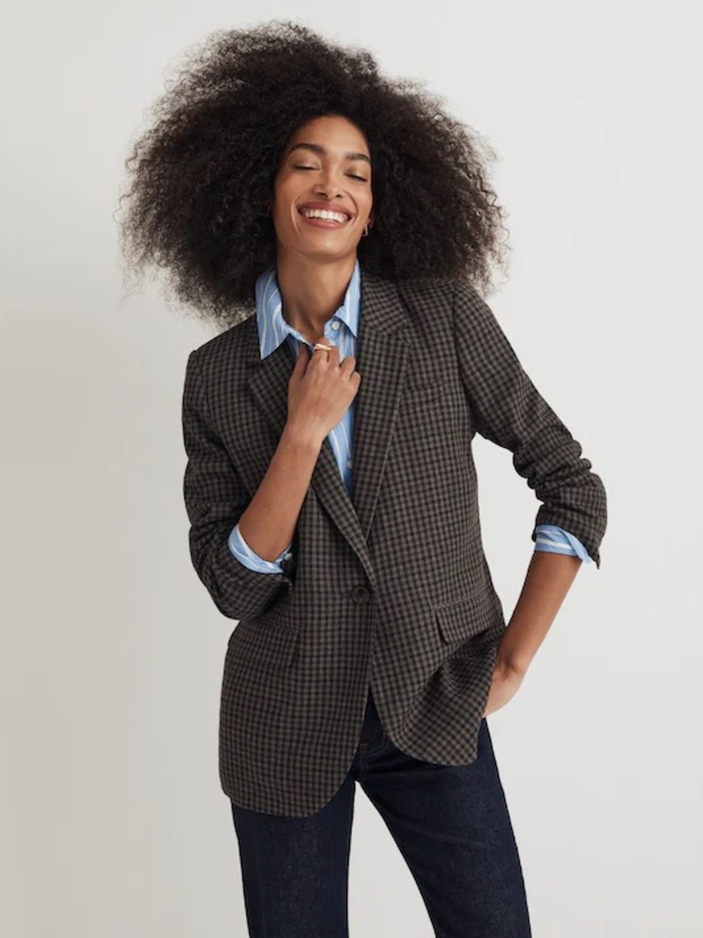 Madewell The Larsen Blazer in Plaid - Size Medium